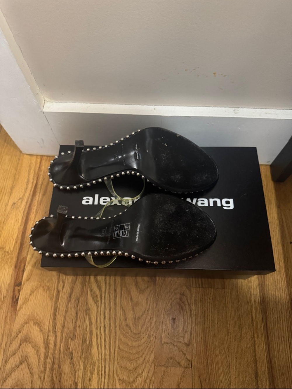 Alexander Wang Black Heeled Sandals with Clear Straps and Silver Studs - Picture 5 of 6